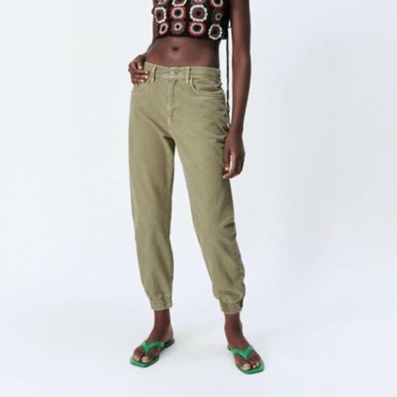 ZARA Women's ZW The Mercer Jogger Jeans Light Khaki - Picture 2 of 10